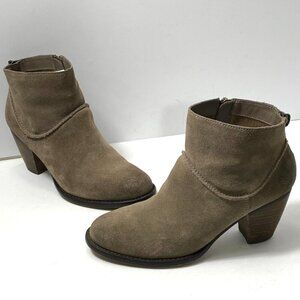 Steve Madden Milaan Suede Ankle Boots Womens 7M Taupe Leather Zip Heeled Booties